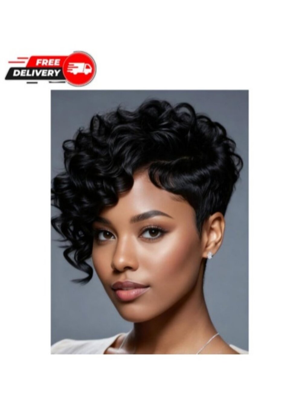 Pixie Cut Human Hair Wig 1B Short Curly Layered Glueless Wig for Black Women